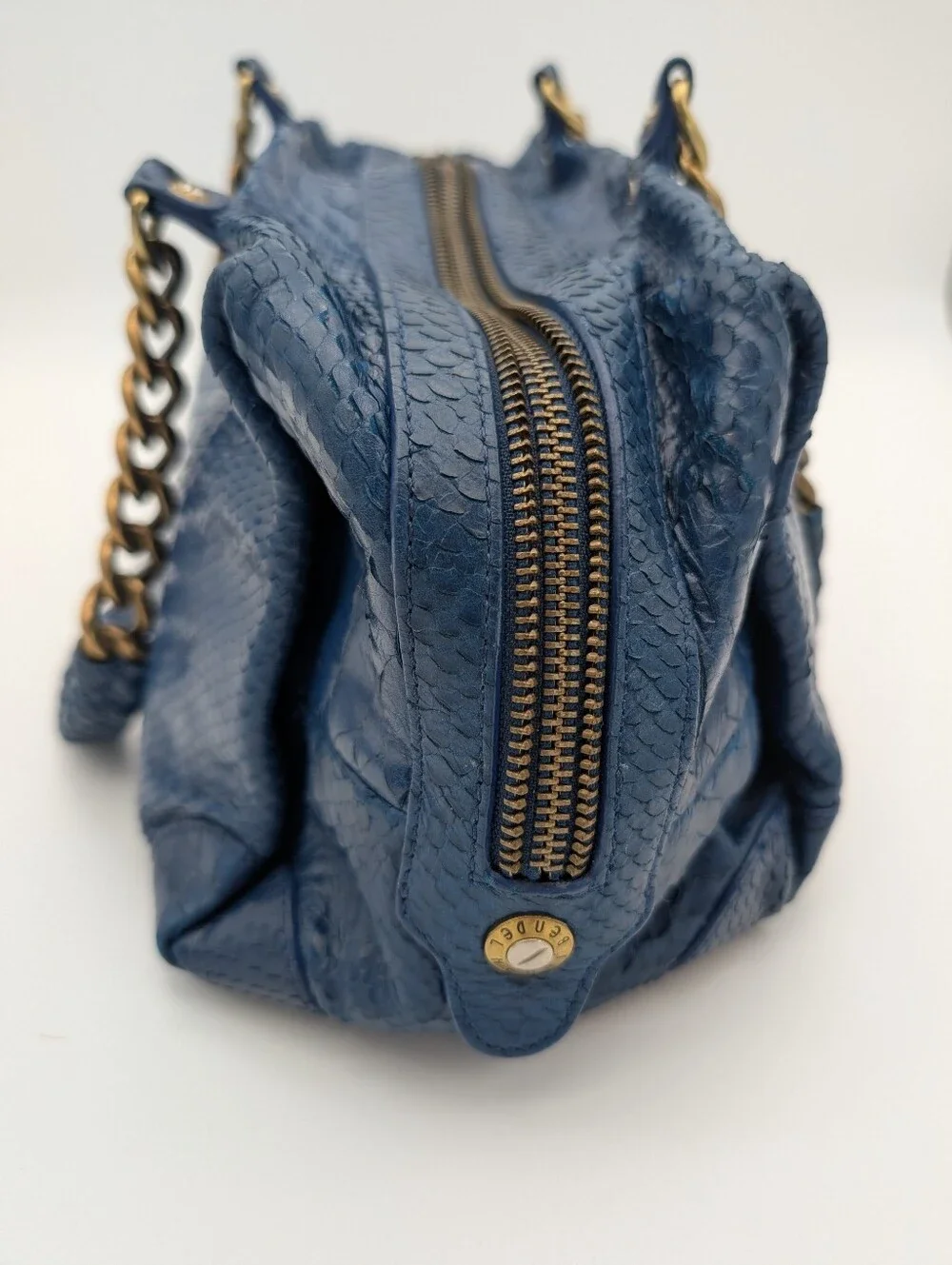 Henri Bendel A-List Exotic Snakeskin Python Embossed Leather Satchel Barrel Bag